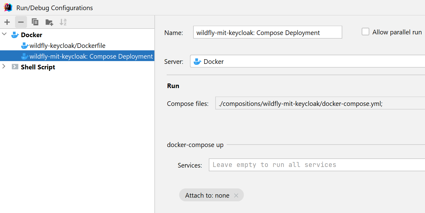 Docker Compose WildFly Server mit Keycloak und Beispielanwendung